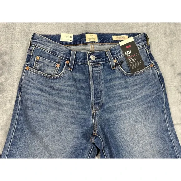 Levis 501 90s Selvedge Denim Jeans Womens 28x30 Blue Straight Leg A1959-0063 NWT - Picture 6 of 16